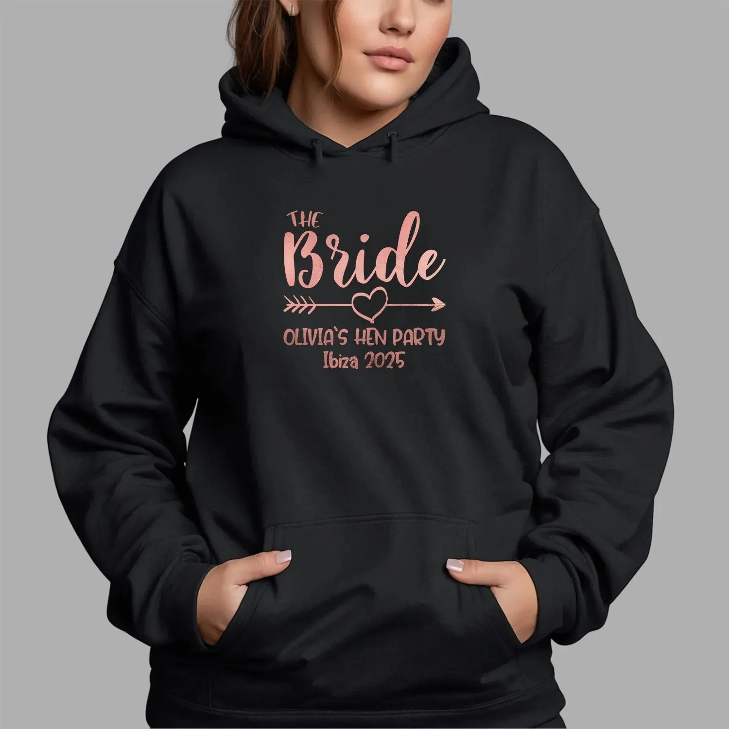 Custom Hen Do Rose Gold Hoodie - Bride & Bridesmaids - Personalised Hoodie