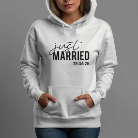 Customised 'Just Married' Hoodie - Wedding Date - Couples' Honeymoon Hoodie