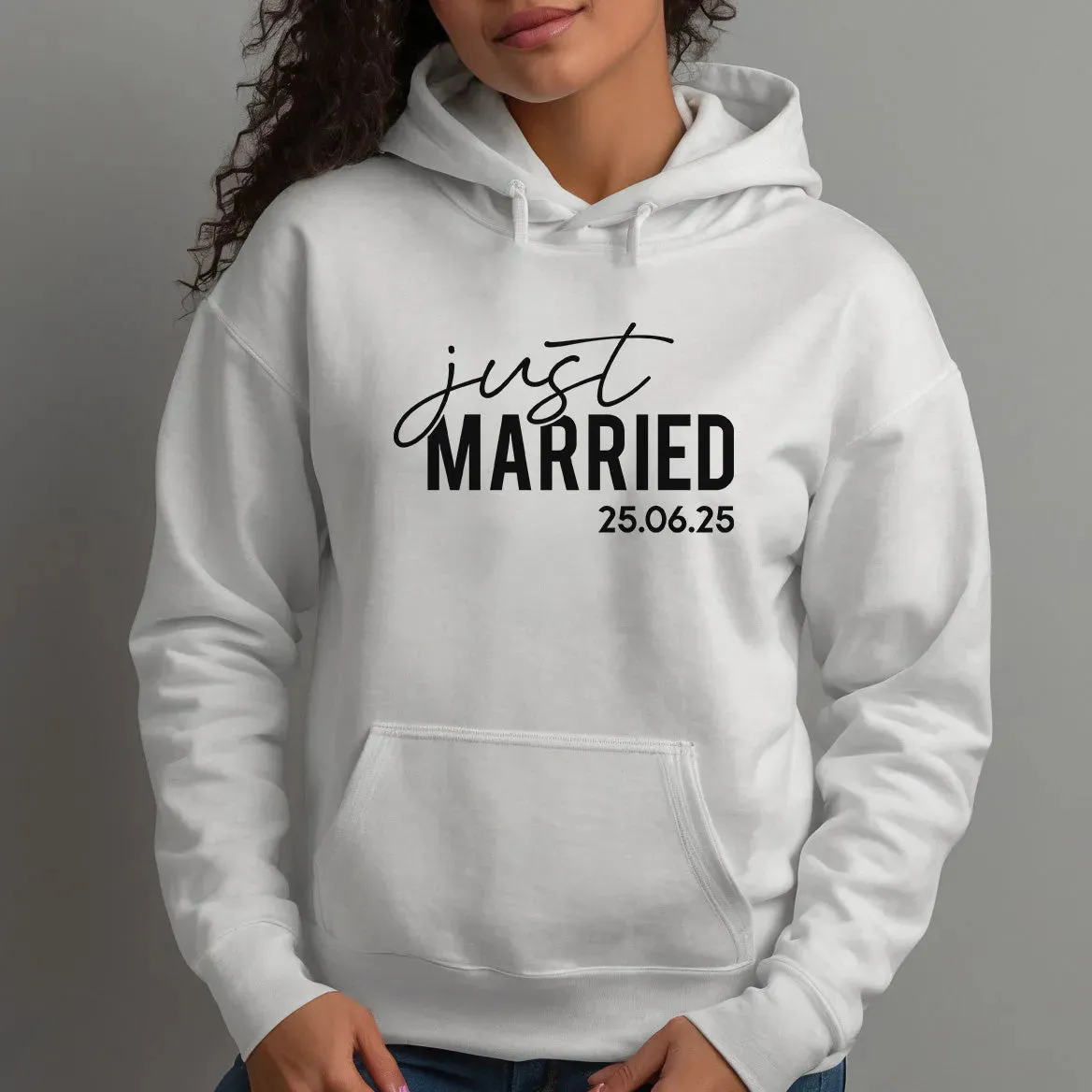 Customised 'Just Married' Hoodie - Wedding Date - Couples' Honeymoon Hoodie
