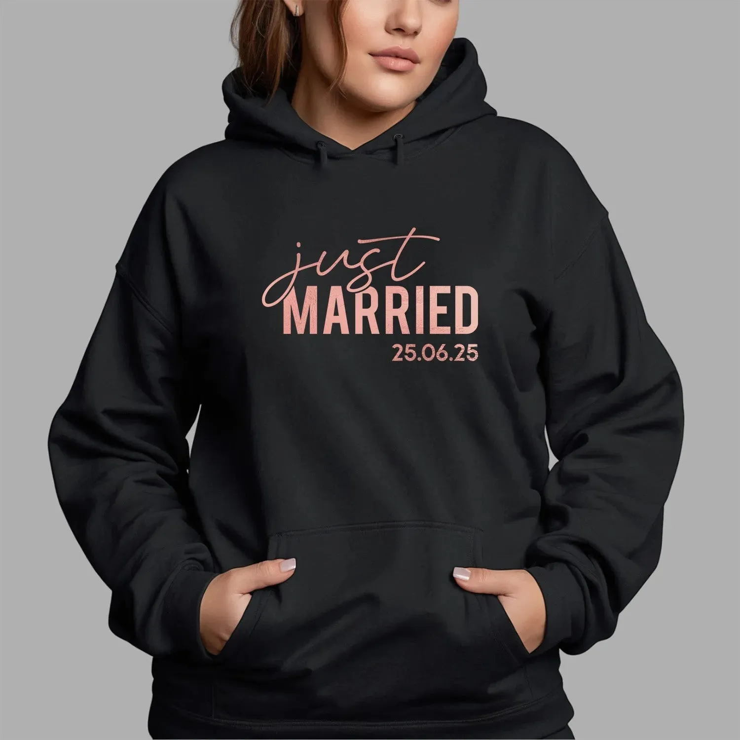 Customised 'Just Married' Hoodie - Wedding Date - Couples' Honeymoon Hoodie