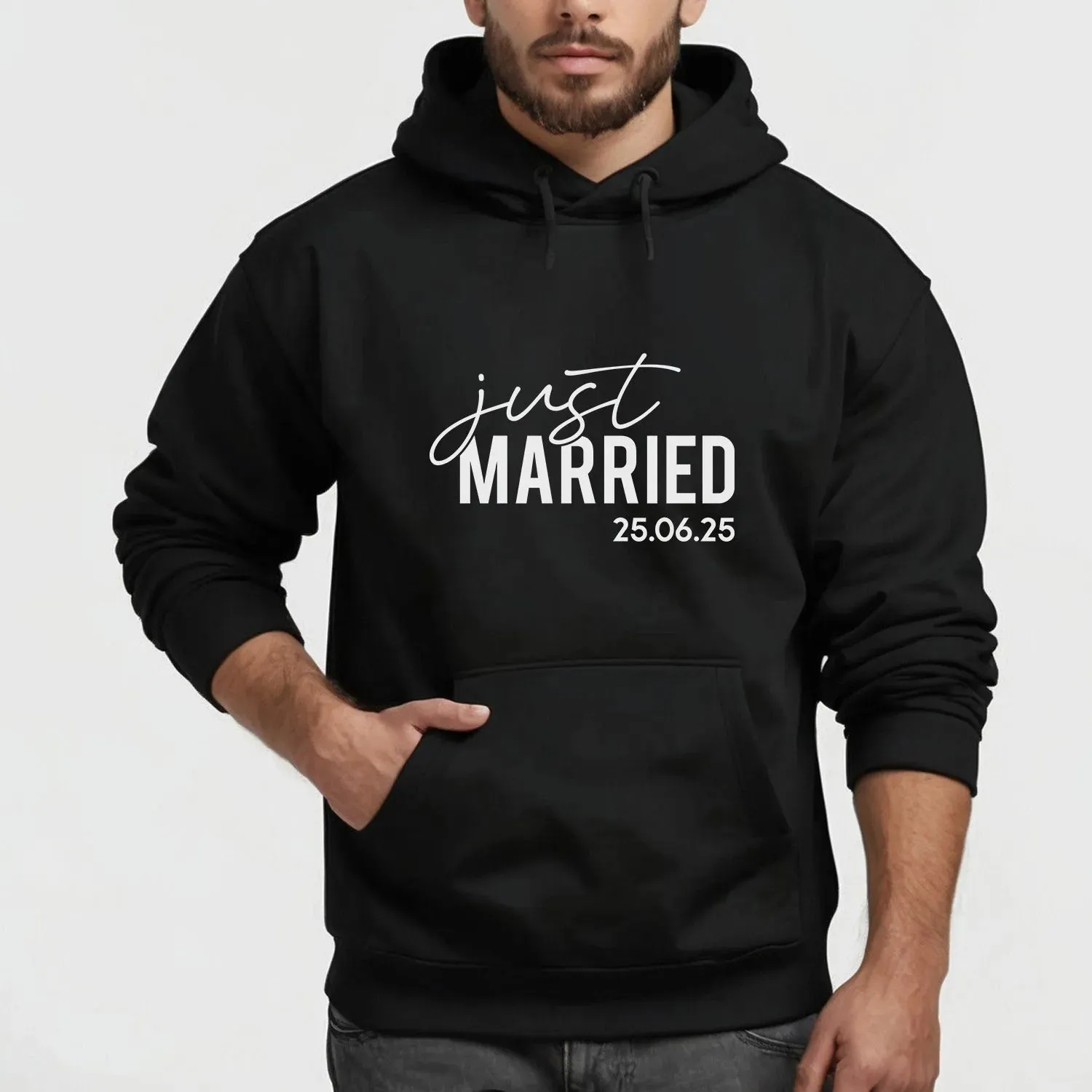 Customised 'Just Married' Hoodie - Wedding Date - Couples' Honeymoon Hoodie