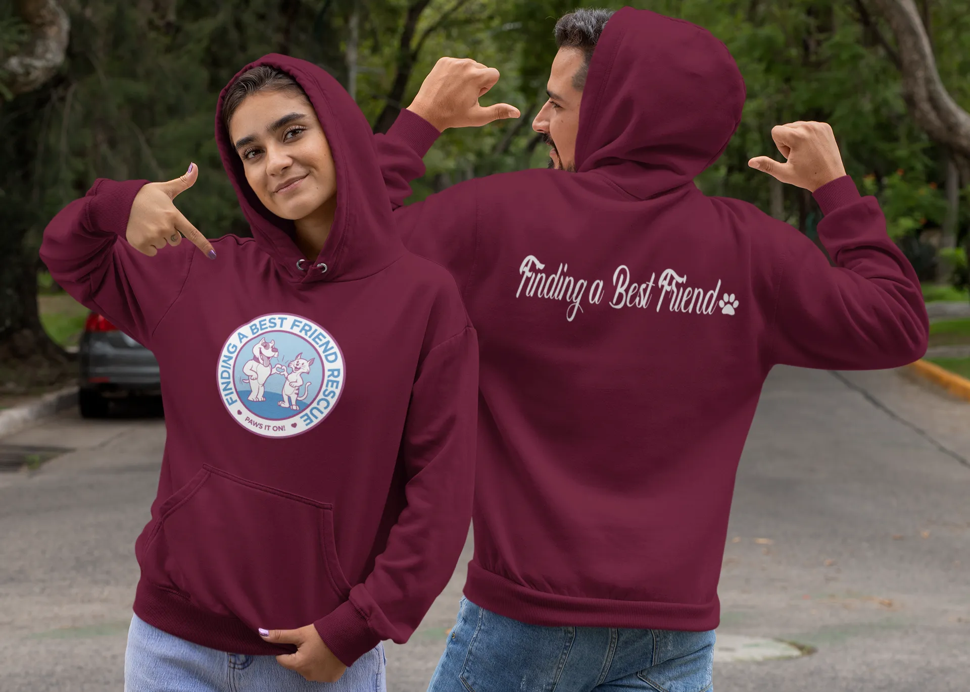 Finding A Best Friend Rescue Unisex Fleece Pullover Hoodie (Available in Several Colors)