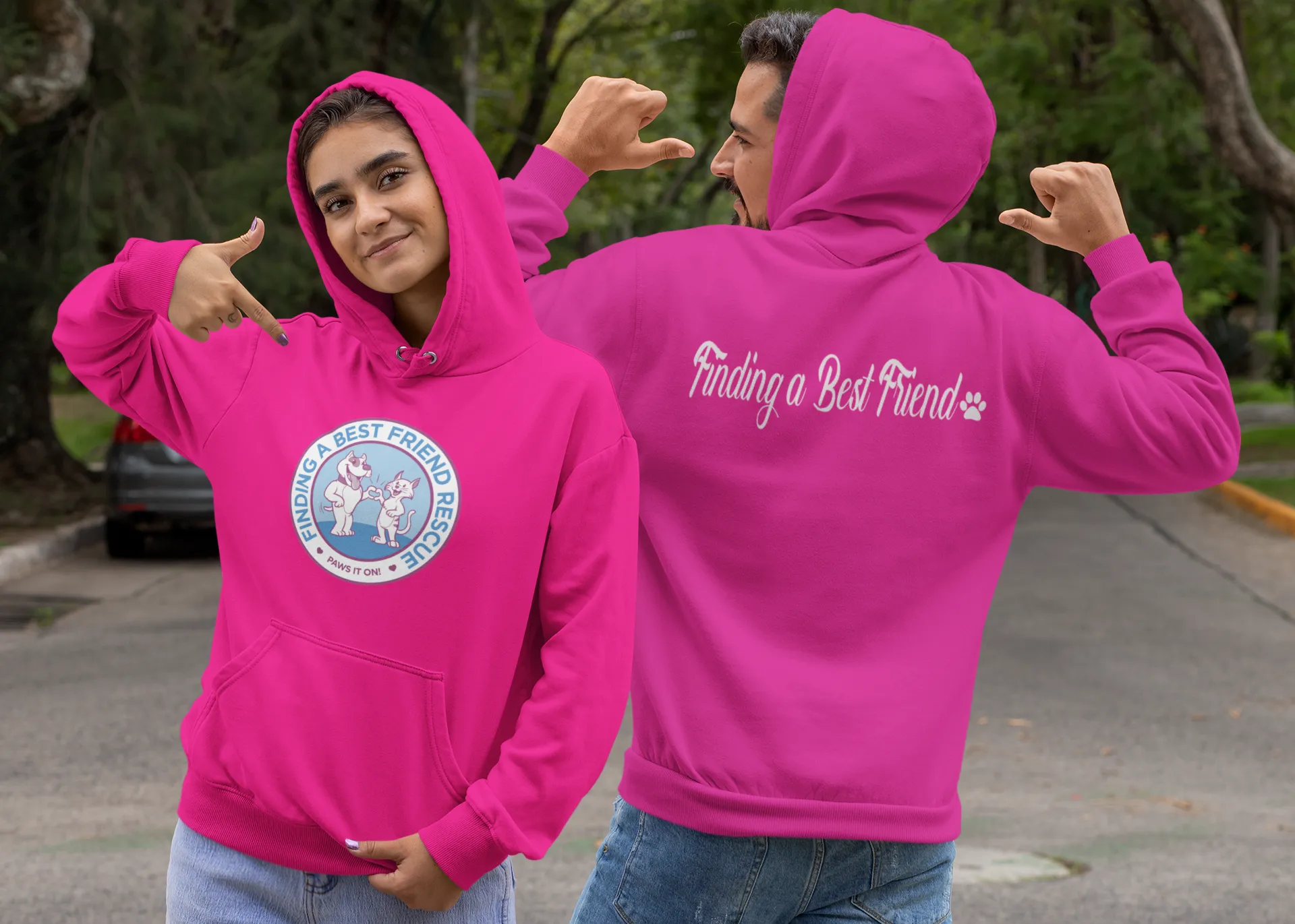 Finding A Best Friend Rescue Unisex Fleece Pullover Hoodie (Available in Several Colors)