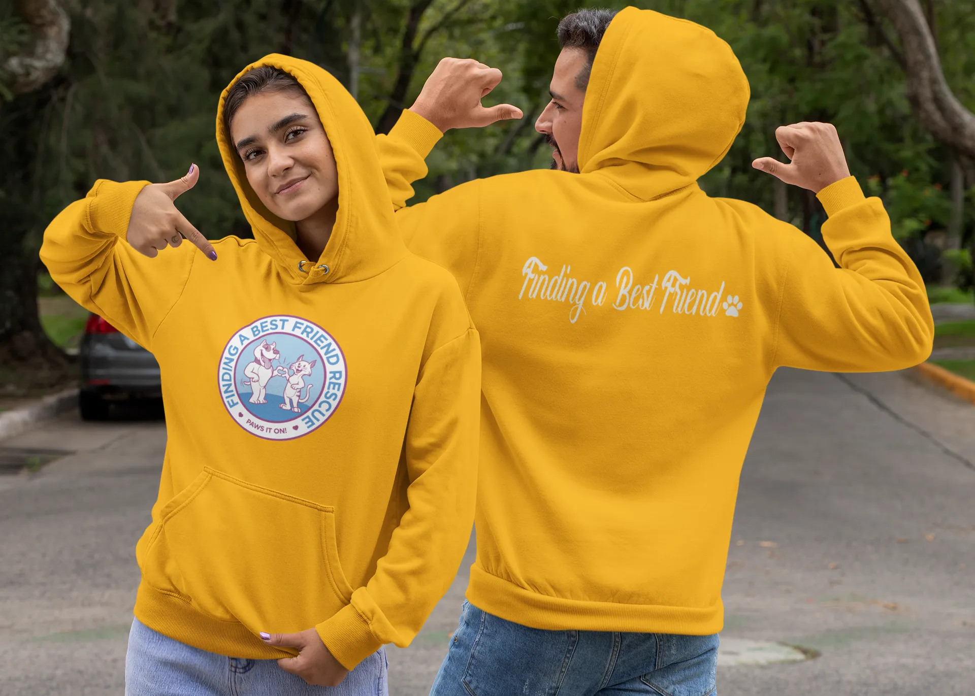 Finding A Best Friend Rescue Unisex Fleece Pullover Hoodie (Available in Several Colors)