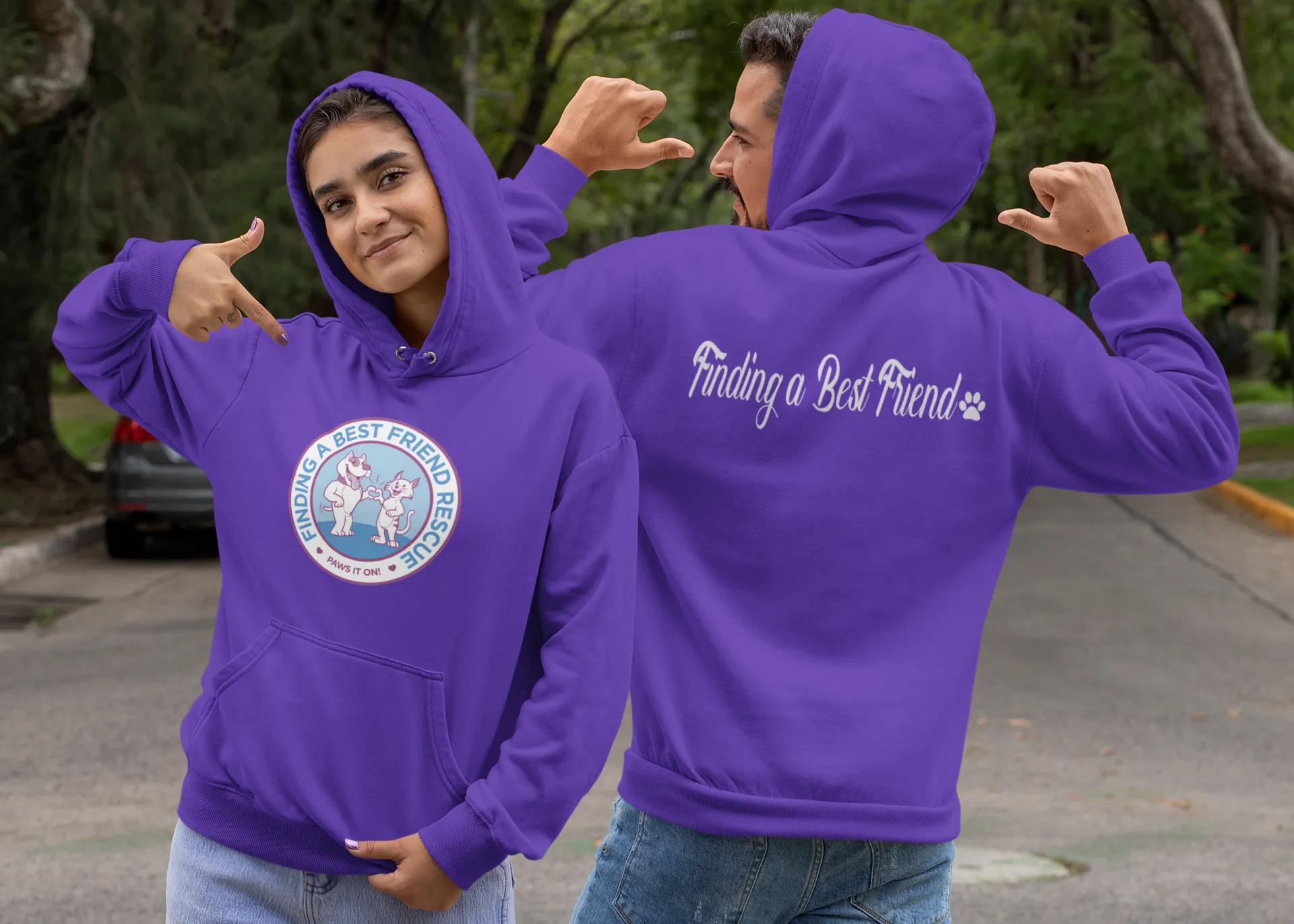 Finding A Best Friend Rescue Unisex Fleece Pullover Hoodie (Available in Several Colors)