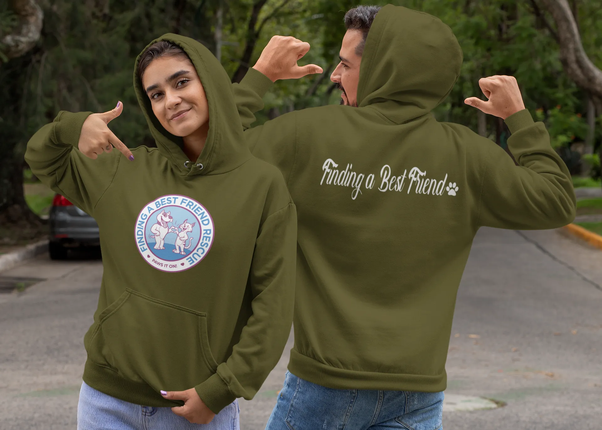 Finding A Best Friend Rescue Unisex Fleece Pullover Hoodie (Available in Several Colors)