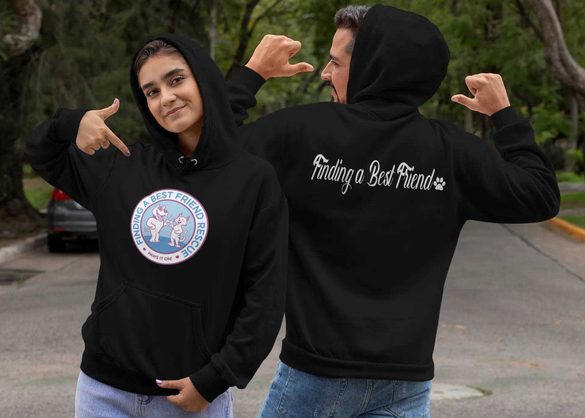 Finding A Best Friend Rescue Unisex Fleece Pullover Hoodie (Available in Several Colors)