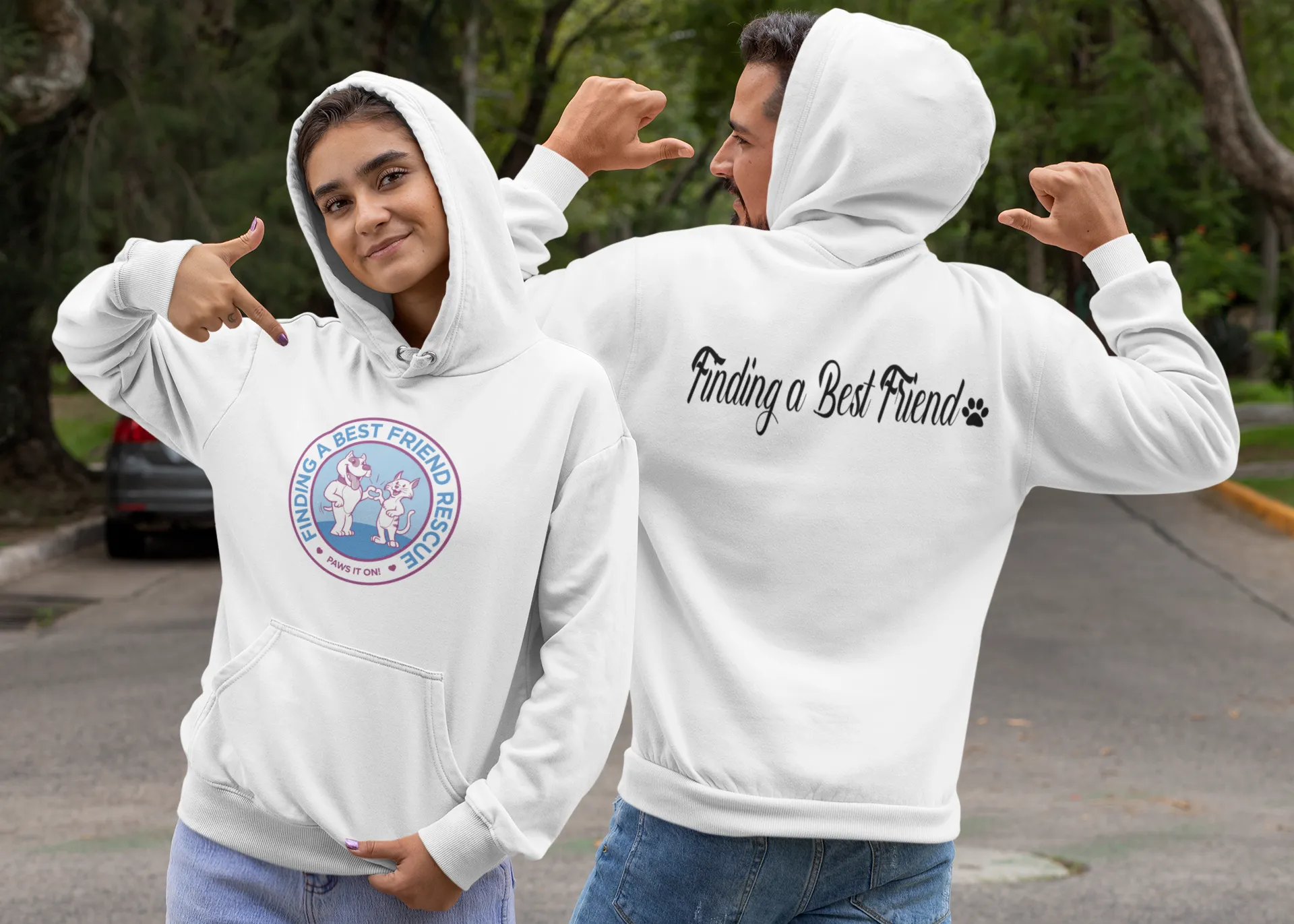 Finding A Best Friend Rescue Unisex Fleece Pullover Hoodie (Available in Several Colors)