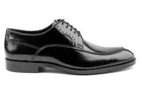 Oro Patent Leather Lace-Up Black Derby Shoes, Men's Moc-Toe Derby, Resistant to Fade, Scratches & Stains