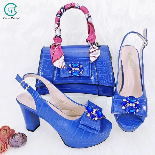 QSGFC Black Open Toe High Heel Shoes And Bags