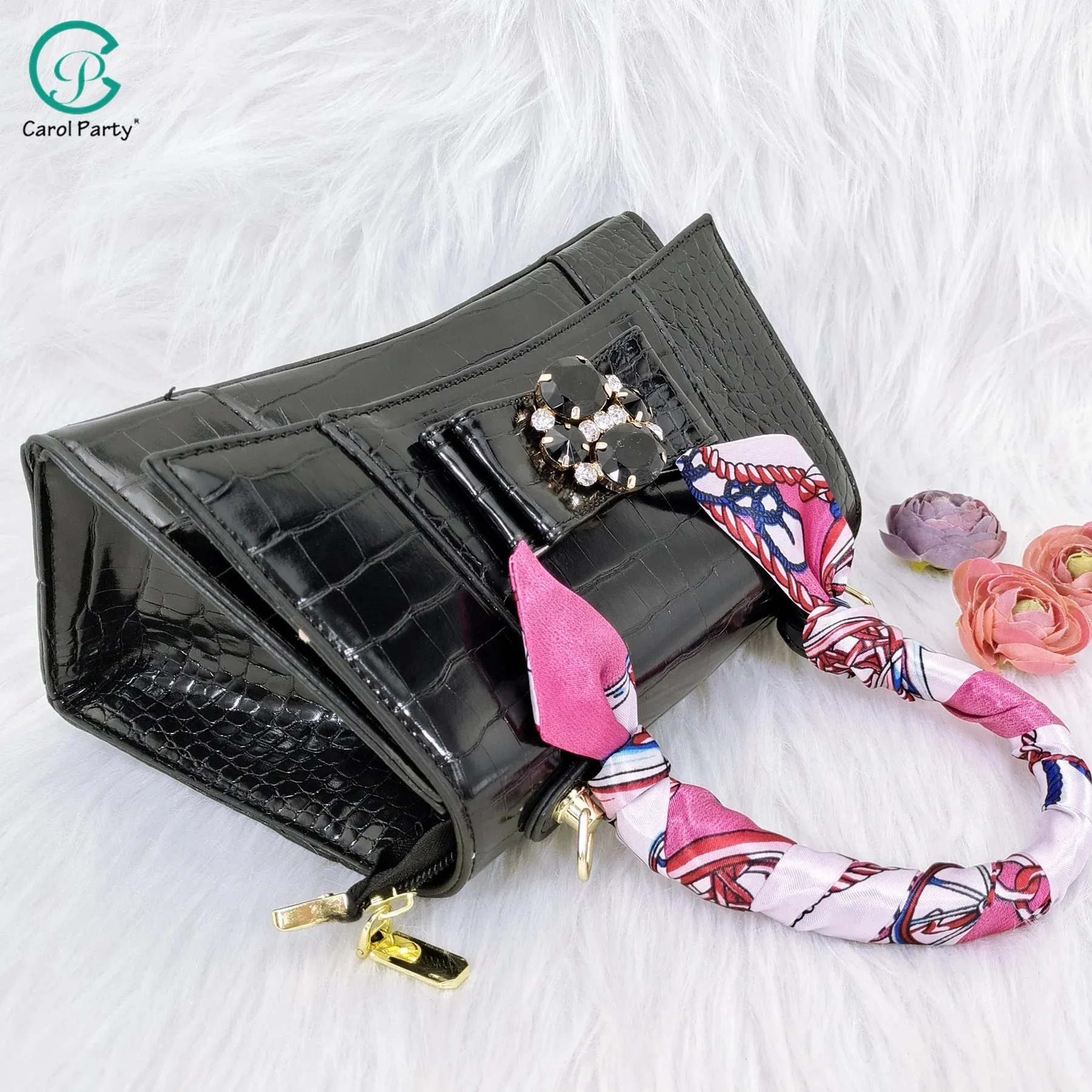 QSGFC Black Open Toe High Heel Shoes And Bags