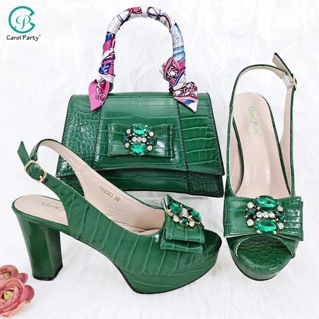 QSGFC Black Open Toe High Heel Shoes And Bags