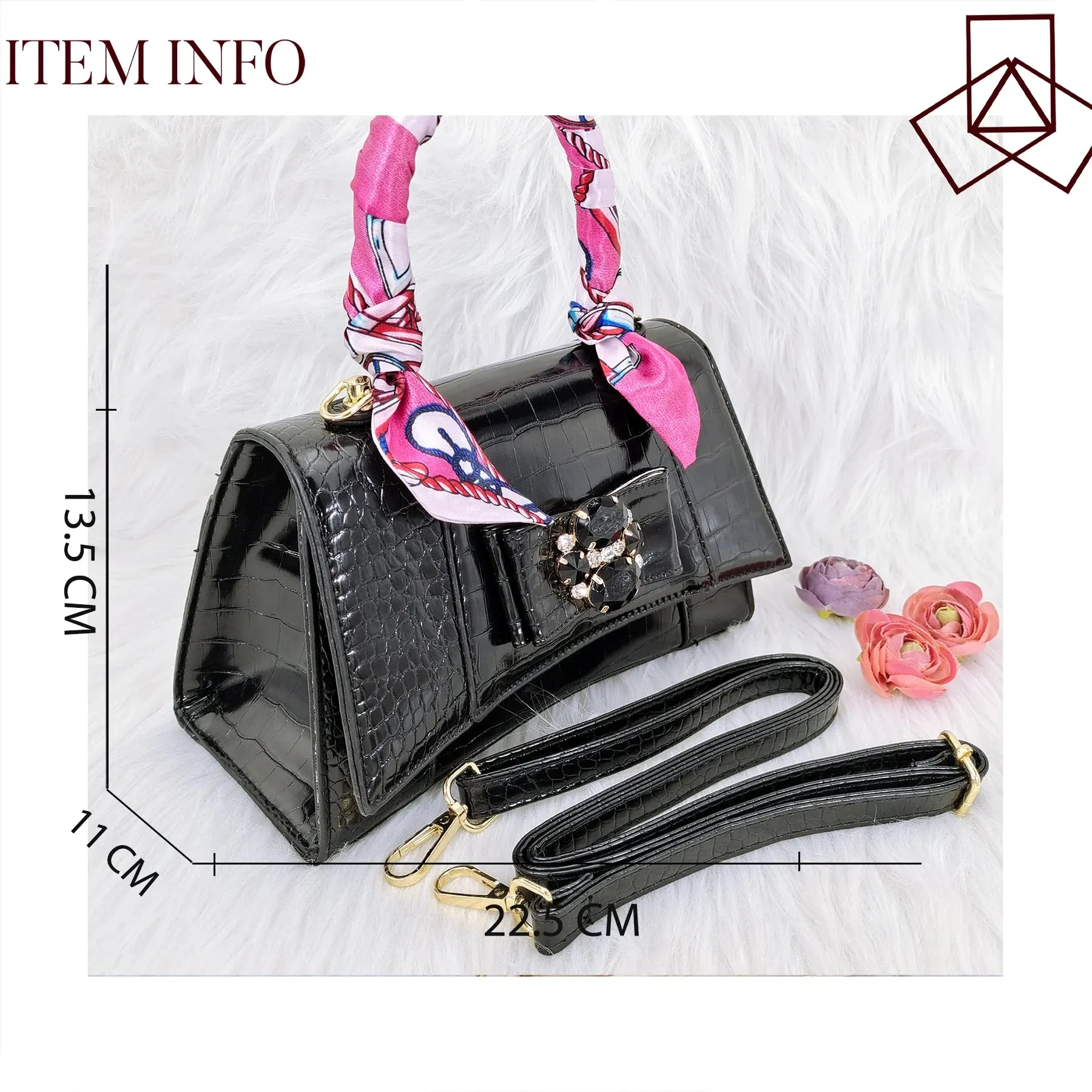 QSGFC Black Open Toe High Heel Shoes And Bags