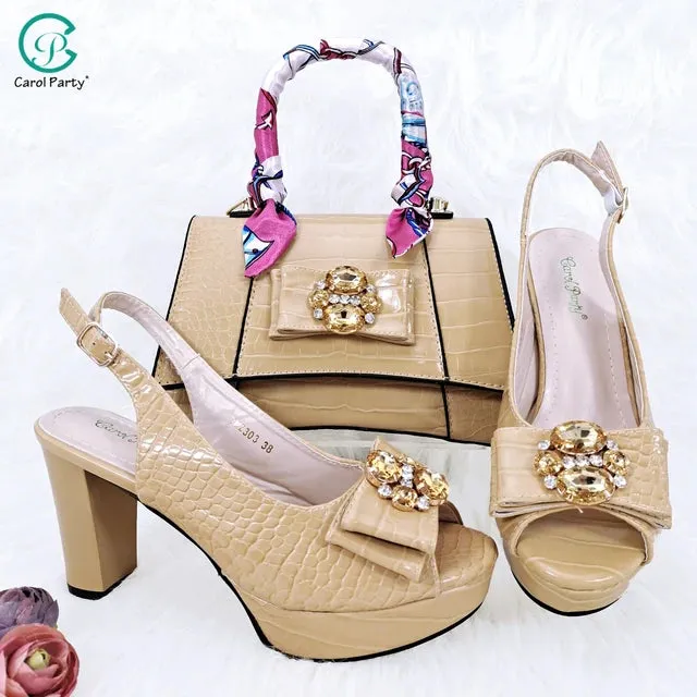 QSGFC Black Open Toe High Heel Shoes And Bags