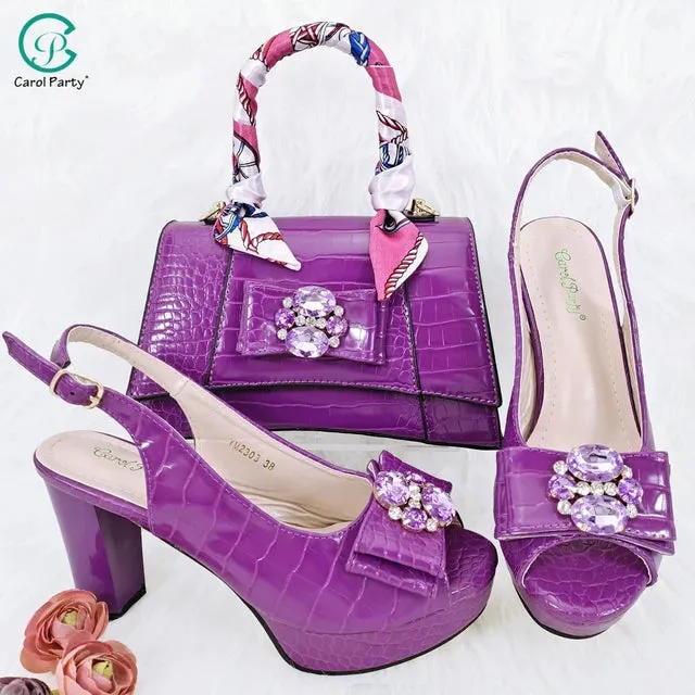 QSGFC Black Open Toe High Heel Shoes And Bags