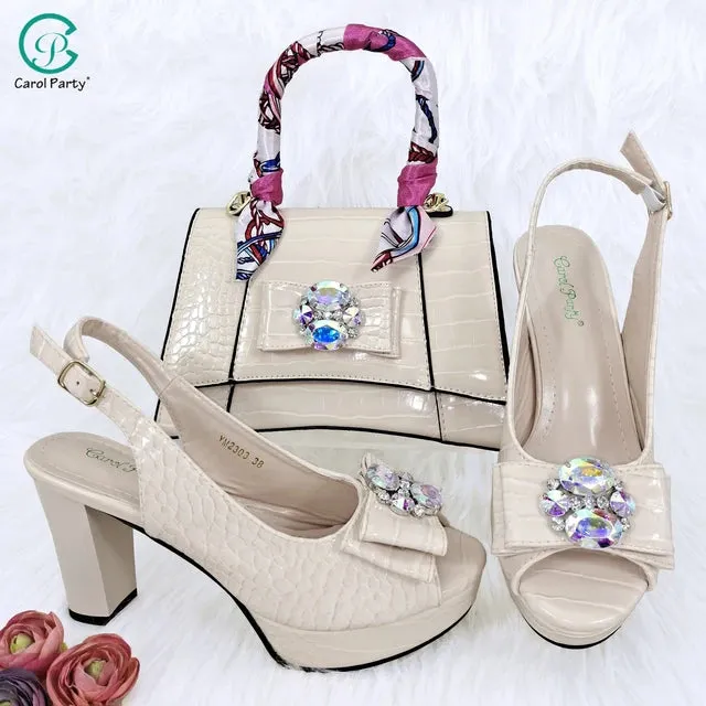 QSGFC Black Open Toe High Heel Shoes And Bags