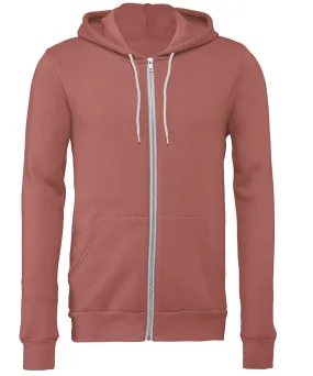 Unisex polycotton fleece full-zip hoodie | Mauve